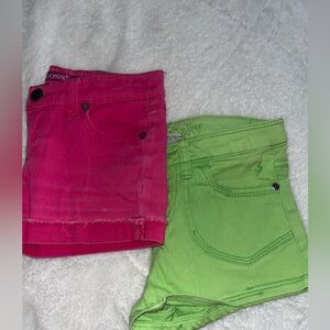 GIRLS TWO PACK OF BRIGHT JEAN SHORTS